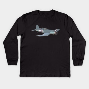 Corsair WWII Airplane Kids Long Sleeve T-Shirt
